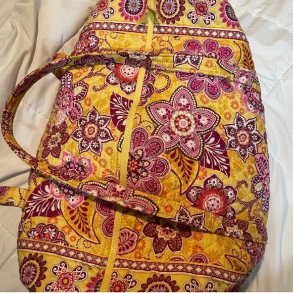 Vera Bradley Yellow & Pink Quilted Travel Duffel - Picture 2 of 5